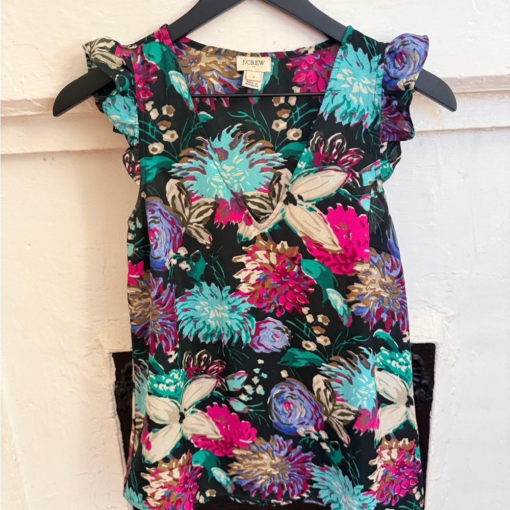 J. Crew Multicolor Floral Blouse